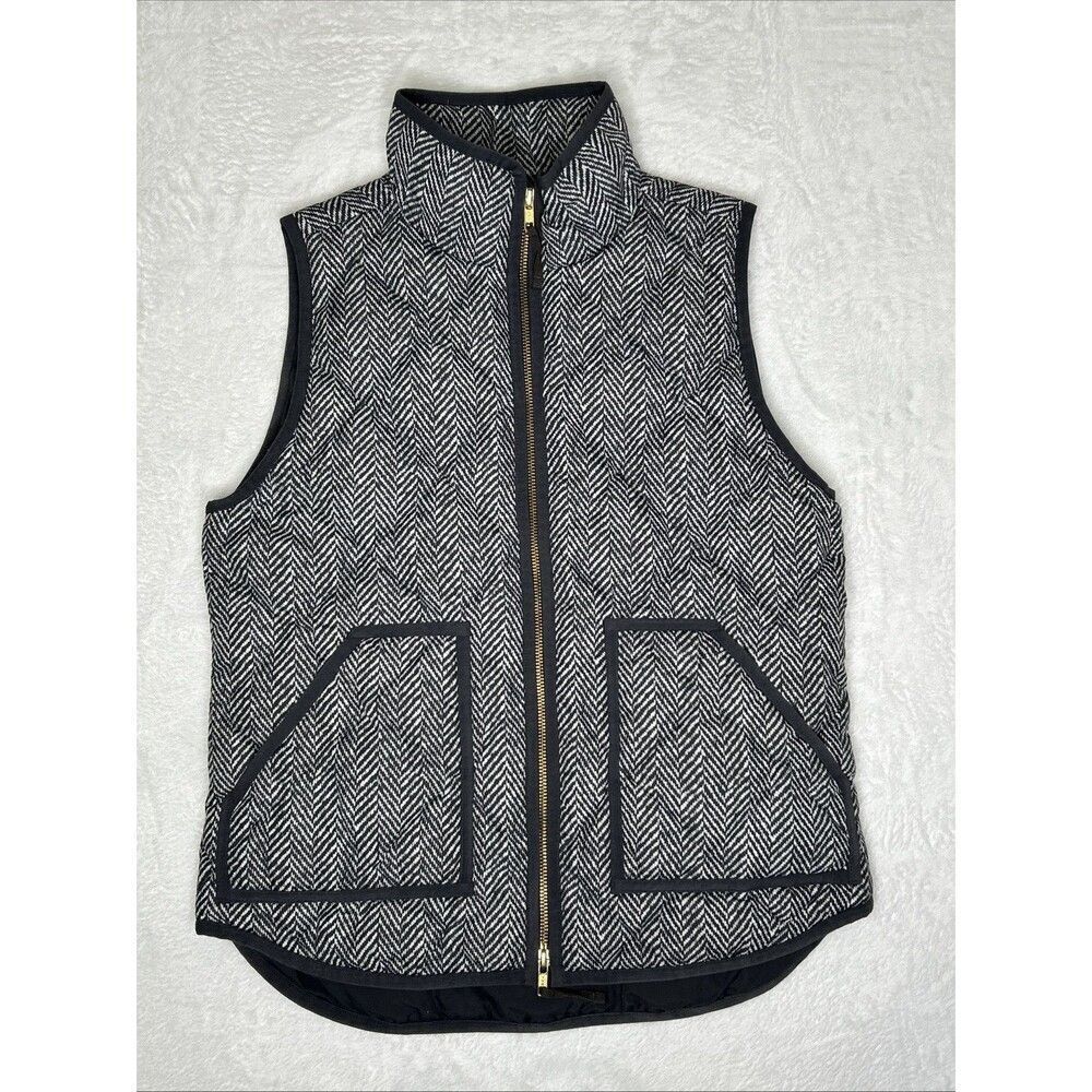 J. Crew Excursion Herringbone Vest Women’s Small Gray Quilted Puffer Jacket
